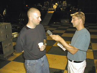 Bob gets interviewed at soundcheck.